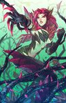  breasts highres large_breasts league_of_legends long_hair louten monster_girl non-web_source plant red_hair thorns vines yellow_eyes zyra 