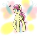  abstract_background blush crossgender cyan_eyes english_text equine fluttershy_(mlp) friendship_is_magic fur hair horse looking_at_viewer male mammal my_little_pony open_mouth pink_hair pony ranban short_hair shy solo text tongue yellow_fur 