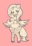  embarrassed equine female fluttershy_(mlp) friendship_is_magic horse legwear looking_at_viewer maid maid_uniform mammal my_little_pony pegasus plain_background pony shinobe shy sketch solo stockings sweat wide_hips wings 