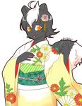  female japanese_clothing japanese_outfit kemono kimichika kimono looking_at_viewer mammal orange_eyes skunk solo 