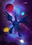  blue_fur blue_hair crown cutie_mark equine female feral friendship_is_magic fur galaxy hair horn horse long_hair mammal my_little_pony planets pony princess_luna_(mlp) smile solo space stars thenornonthego winged_unicorn wings 