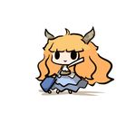  :&gt; bad_id bad_pixiv_id black_eyes chibi horns ibuki_suika long_hair lowres luggage orange_hair saku_(osake_love) smile solid_oval_eyes touhou very_long_hair 