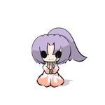  bad_id bad_pixiv_id black_eyes chibi katana long_hair lowres meira ponytail purple_hair saku_(osake_love) smile solid_oval_eyes sword touhou touhou_(pc-98) weapon 