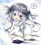  blue_eyes chibi hat kantai_collection long_hair pale_skin shinkaisei-kan silver_hair solo tosura-ayato translated wo-class_aircraft_carrier 