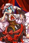  bad_id bad_pixiv_id blue_hair cross_akiha hat red_eyes remilia_scarlet short_hair solo touhou 