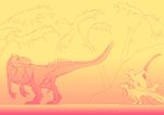 allosaurus ambiguous_gender cum cum_covered cum_splatter cum_string dinosaur erection excessive_cum feral group humor male messy penis raptor restricted_palette scalie side_view size_difference slash0x tapering_penis theropod yellow_theme 