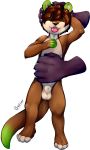  ambiguous_gender animal_genitalia anthro balls bastion child cub disembodied_hand eyes_closed hi_res lying male male/ambiguous mammal mustelid nude on_back otter rusty_(darkrusty) sheath simple_background tongue young 