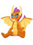  2019 4_fingers alpha_channel blue_eyes blush claws digital_media_(artwork) dragon eyebrows eyelashes female friendship_is_magic hi_res looking_at_viewer mexa my_little_pony pussy scalie simple_background smile smolder_(mlp) solo toe_claws transparent_background wings young 