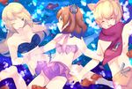  2girls ai-wa animal_ears ass bandeau bikini bikini_skirt blonde_hair blue_eyes breasts brown_hair bubble cleavage crown fish lion_ears long_hair medium_breasts mother_and_daughter multiple_girls one_eye_closed open_mouth red_hair sakutarou sample short_hair smile swimsuit umineko_no_naku_koro_ni underwater ushiromiya_maria ushiromiya_rosa 