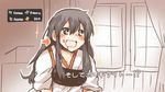  akagi_(kantai_collection) bad_id bad_twitter_id black_eyes blush brown_hair directional_arrow drooling food food_on_face kantai_collection long_hair meme open_mouth rebecca_(keinelove) smile solo sparkle sparkling_eyes translated 