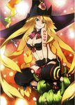  blonde_hair green_eyes harada_takehito hat long_hair magic majo_to_hyakkihei metallica_(majo_to_hyakkihei) solo witch witch_hat 