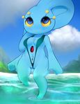  anthrofied beach bikini blue_eyes breasts camel_toe female manaphy nintendo plantpenetrator pok&#233;mon pok&eacute;mon seaside solo string_bikini swimsuit video_games water wide_hips 