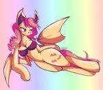  anthrofied bat_pony big_breasts bottomless breasts clothed clothing cutie_mark equine fangs female flutterbat_(mlp) fluttershy_(mlp) friendship_is_magic fur gradient_background hair half-dressed hooves horse long_hair mammal my_little_pony pegasus pink_hair pony red_eyes solo wings xshanika yellow_fur 