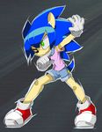  black_nose clothing gloves grass_gremlin green_eyes hedgehog male mammal one_eye_closed sega shoes solo sonic_(series) sonic_the_hedgehog standing 