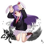  animal_ears blazer blush bunny_ears bunny_pose highres jacket kurono_alice long_hair necktie purple_hair red_eyes reisen_udongein_inaba solo touhou 