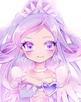  bad_id bad_pixiv_id blue_eyes blue_hair choker collarbone crystal_earrings cure_diamond curly_hair dokidoki!_precure earrings hands_clasped highres hishikawa_rikka jewelry light_blue_hair long_hair magical_girl multicolored_hair own_hands_together ponytail precure purple_hair smile solo white_background yuucho_(cololal) 