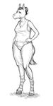  clothing equine female hooves horse lima mammal monochrome panties ponytail shirt siyah sketch standing underwear 