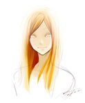  backlighting bangs closed_mouth dated lips long_hair looking_at_viewer orange_hair original parted_bangs poaro pointing portrait signature sketch smile solo white_background yellow_eyes 