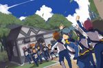  6+boys blue_sky child cloud endou_mamoru gouenji_shuuya handa_shin&#039;ichi handa_shin'ichi inazuma_eleven inazuma_eleven_(series) kageno_jin kazemaru_ichirouta kurimatsu_teppei male_focus matsuno_kuusuke multiple_boys outdoors school school_uniform shishido_sakichi shourinji_ayumu sky someoka_ryuugo tree tukushi2 yamino_kageto 