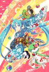  ahoge aqua_eyes aqua_hair bad_id bad_pixiv_id gardevoir gen_3_pokemon hatsune_miku headphones highres iwanaga_tomoki japanese_clothes kimono long_hair obi pokemon pokemon_(creature) sash smile solo twintails very_long_hair vocaloid 