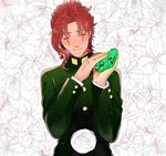  bad_id bad_pixiv_id closed_eyes earrings emerald gakuran hole_in_chest jewelry jojo_no_kimyou_na_bouken kakyouin_noriaki male_focus red_hair scar school_uniform smile solo tirigami 