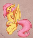  abs ambiguous_gender anthro anthrofied bat bat_pony bound crombiettw cutie_mark equine fangs flutterbat_(mlp) fluttershy_(mlp) friendship_is_magic fur hair horse male mammal my_little_pony open_mouth pegasus pink_hair pony red_eyes rope solo tongue wings yellow_fur 