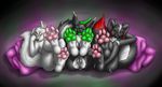  acidrenamon anus balls black_fur claws digitigrade female fluffy_tail foot_focus forceswerwolf fur green_anus green_eyes green_pawpads green_paws green_tongue group hindpaw legs_up lying male nude on_back one_eye_closed pawpads paws penis pillow presenting_paws pussy red_eyes sheath sitting skunkhase soles swiftayama toes tongue tongue_out white_fur 