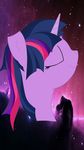  cronolgical equine eyes_closed female friendship_is_magic fur hair horn horse mammal my_little_pony pony portrait purple_fur purple_hair smile solo space stars twilight_sparkle_(mlp) unicorn 