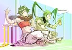  \m/ antenna_hair bandages bandana bandeau barefoot beads black_hair can commentary dougi high_ponytail ibuki_(street_fighter) indian_style long_hair makoto_(street_fighter) multiple_girls ninja prayer_beads scarf scarf_removed scott_webber short_hair sitting sketch soda_can strapless street_fighter 