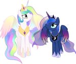  absurd_res alpha_channel equine female friendship_is_magic hair hi_res horn horse mammal multi-colored_hair my_little_pony pony princess_celestia_(mlp) princess_luna_(mlp) sibling sisters theshadowstone winged_unicorn wings 