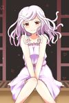  bad_id bad_pixiv_id bare_shoulders blush bow box donation_box dress heart koimonogatari long_hair mickeysmith monogatari_(series) no_nose red_eyes sengoku_nadeko sitting smile snake_hair solo star white_hair 