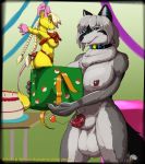  &lt;3 animal_genitalia animal_penis anthro balls big_breasts breasts canine canine_penis christmas collar dickgirl duo female holidays intersex mammal mouse nikkyvix nipples penis rodent sheath size_difference smile standing 