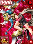  1girl card_(medium) digimon digimon_collectors lowres minervamon olympos_xii shield sword weapon 