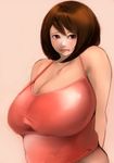  1girl breasts brown_eyes brown_hair fat huge_breasts interlude1jp original shoujo_jikake 