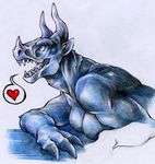  &lt;3 breasts dragon fangs female harag horn open_mouth pointy_ears scalie solo teeth traditional_media 