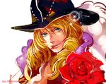  bad_id bad_pixiv_id blonde_hair blue_eyes cavendish flower flower_in_mouth hat long_hair male_focus one_piece portrait red_flower red_rose rose smile solo sparkle tsuyomaru 