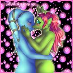  alien antennae anthro blue_eyes blue_skin blush breasts ear_piercing female gay gloriafoxy green_skin hair kira kissing lesbian love male not_furry nude oon&#039;tina oon'tina piercing pigtails pink_hair rodian star_wars twi&#039;lek twi'lek 