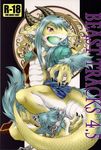  anthro blue_hair chain chinese_dragon claws clothed clothing date_natsuku dragon furred furred_dragon hair half-dressed horn red_eyes scalie text yellow_dragon yellow_skin young 