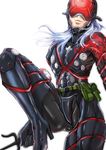  1boy cyborg disembodied_limb long_hair male_focus mask metal_gear_(series) metal_gear_rising:_revengeance monsoon_(metal_gear_rising) sai_(weapon) silver_hair solo 