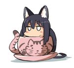  animal_ears black_hair blush_stickers cat cat_ears chibi cup gunjima_souichirou in_container in_cup k-on! long_hair nakano_azusa solo teacup twintails 