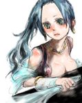  1girl alabasta ananananan blue_eyes blue_hair breasts cleavage female lowres nefertari_vivi one_piece princess solo 