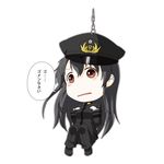  blush female_admiral_(kantai_collection) hat kantai_collection keychain long_hair military military_uniform naval_uniform niwatazumi solo tatebayashi_sakurako tears translated uniform 