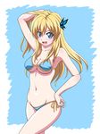  bikini blonde_hair blue_bikini blue_eyes boku_wa_tomodachi_ga_sukunai bug butterfly butterfly_hair_ornament fang hair_ornament highres inferno_(nanbu14) insect kashiwazaki_sena long_hair solo swimsuit 