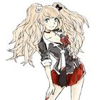  bear_hair_ornament blue_eyes blush cakeoflime choker contrapposto danganronpa danganronpa_1 enoshima_junko hair_ornament hand_on_hip hand_on_thigh long_hair loose_necktie nail_polish necktie pink_hair pleated_skirt skirt sleeves_rolled_up smile solo spoilers standing twintails 