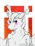  2014 albino anthro blue_eyes blush floof fur girly looking_at_viewer rakir rakky silitha smile solo tuft white_fur wings 