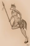 breasts cervine digital_media_(artwork) female hileksel invalid_tag kalice mammal melee_weapon nighteternal2469 nipples pencil-like polearm running spear water_deer weapon 