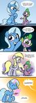  2014 blonde_hair blue_hair blush clipboard comic cutie_mark czudakx derpy_hooves_(mlp) dialog dragon english_text equine fangs female friendship_is_magic glowing green_eyes hair horn horse levitation magic male mammal my_little_pony pencil pony purple_eyes sparkles spike_(mlp) text trixie_(mlp) two_tone_hair unicorn 