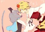  2girls animal_ears blonde_hair blush capelet closed_eyes gem grey_hair heart imminent_kiss jewelry kotaro-nosuke mouse_ears mouse_tail multiple_girls nazrin pendant shirt_tug short_hair tail toramaru_shou touhou yellow_eyes yuri 