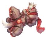  abs bdsm black_fur bondage bound canine captured clothing dog fundoshi fur hair headband hi_res japanese_clothing male mammal muscular muscular_male ninja pecs scarf tadatomo tokyo_afterschool_summoners tupidwithouts underwear video_games white_hair 