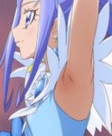  animated animated_gif armpits arms_up blue_eyes blue_hair crystal_earrings cure_diamond dokidoki!_precure earrings haruyama_kazunori hishikawa_rikka jewelry long_hair lowres magical_girl precure profile solo 